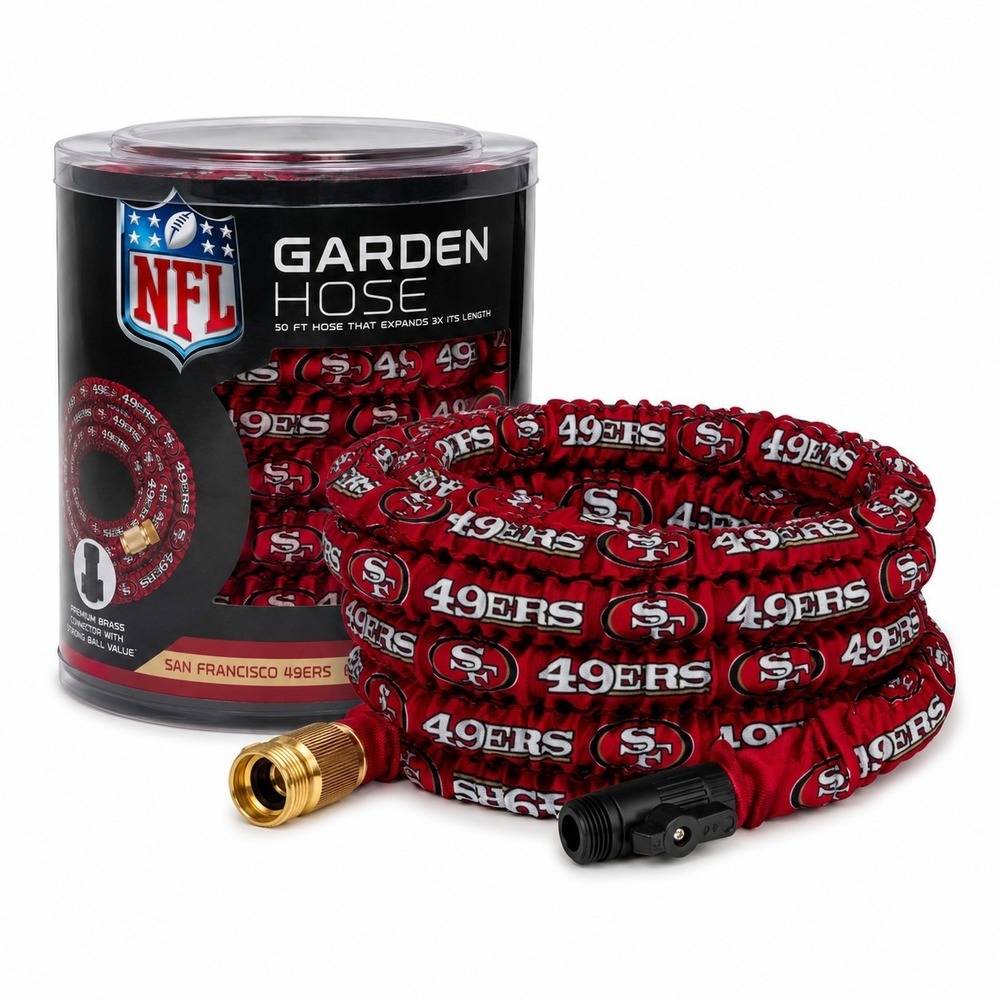 NEW NFL San Francisco 49ers 50FT Expanding Garden Hose No Kink Coil Fan Gift